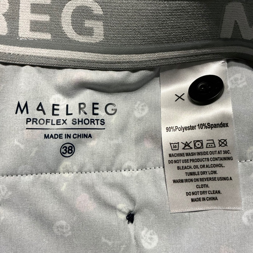 NEW Maelreg ProFlex Golf Shorts Men's 38 Navy Skull Novelty Print Stretch NWT - Picture 3 of 6